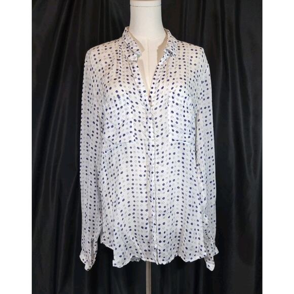 Anthropologie Cloth & Stone Womens White Polka Dot Blouse Top XL - Picture 4 of 8